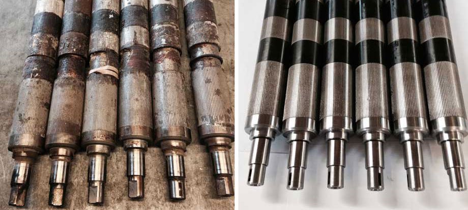 Stahl folder rollers before and after recovery